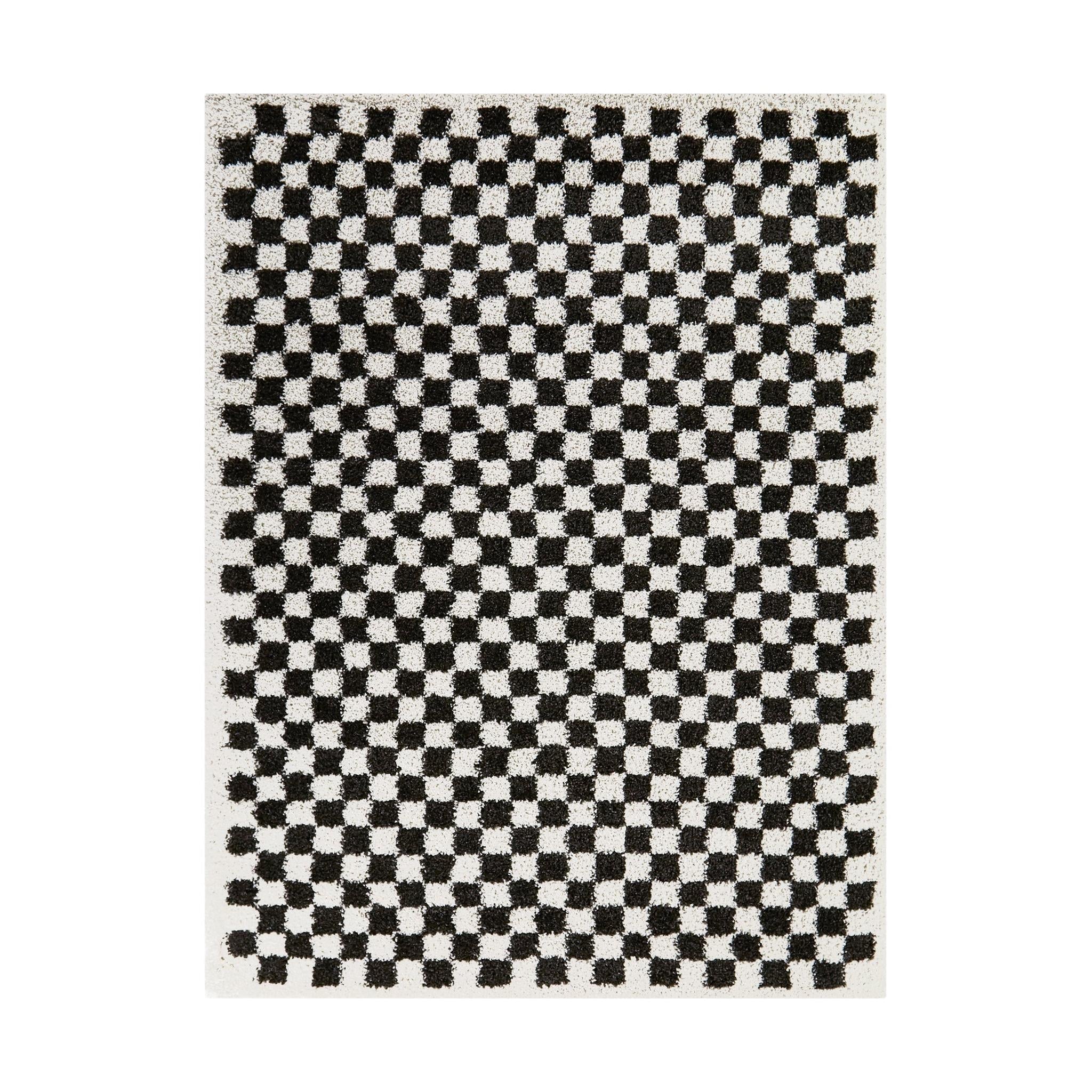 AFK Living vloerkleed Checkers - shaggy - zwart - 120 x 170 cm