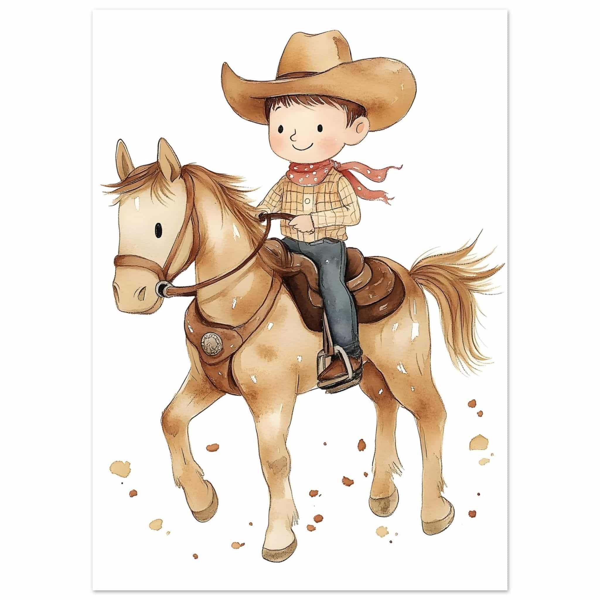 Artfulprints Poster Stoere cowboy - 50x70 cm - Bruin