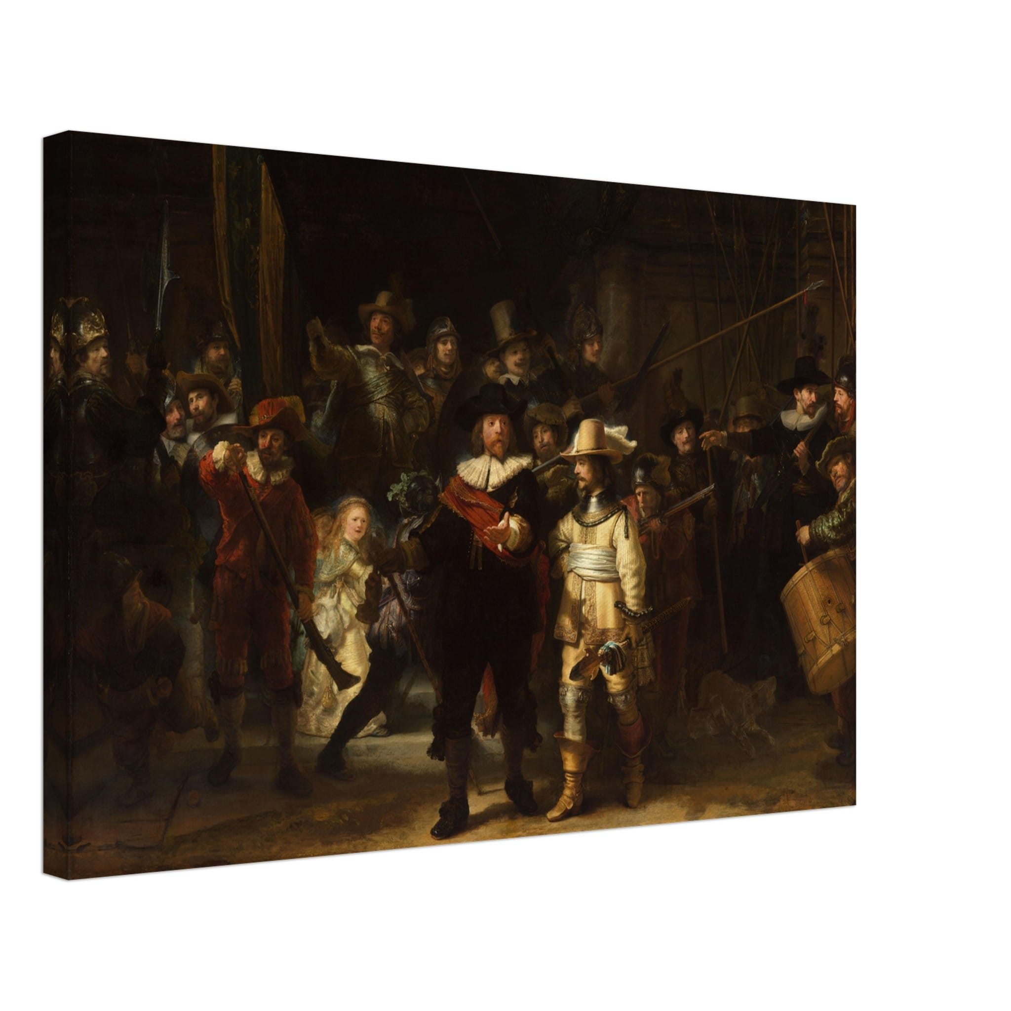 Artfulprints Canvas Rembrandt van Rijn - De nachtwacht canvas - 60x40