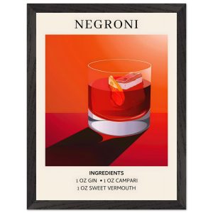 Artfulprints Poster met Lijst Negroni cocktail – Ingrediënten – 30×40 Artfulprints Poster met Lijst Negroni cocktail – Ingrediënten – 30×40