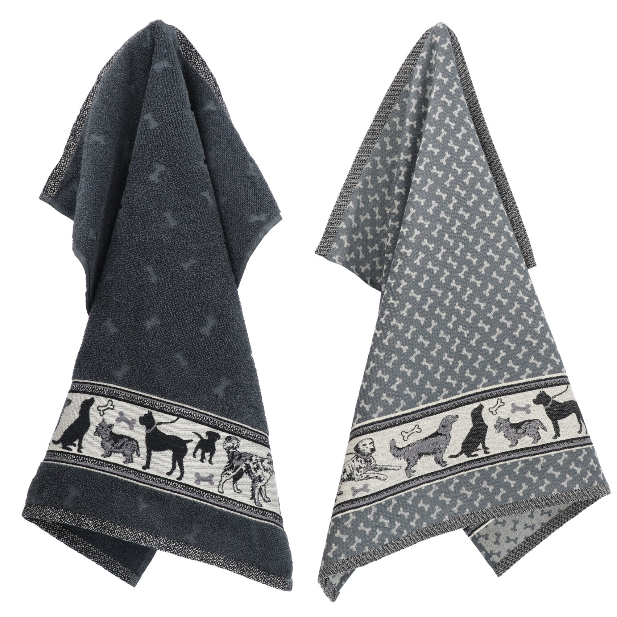 Luxe Keukendoek en Theedoek Hond Antraciet - Bunzlau Castle - 100% bio