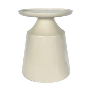 DÉJA Living Bijzettafel Fjell – Rond Crème Glossy MDF – 40x40x50cm DÉJA Living Bijzettafel Fjell – Rond Crème Glossy MDF – 40x40x50cm