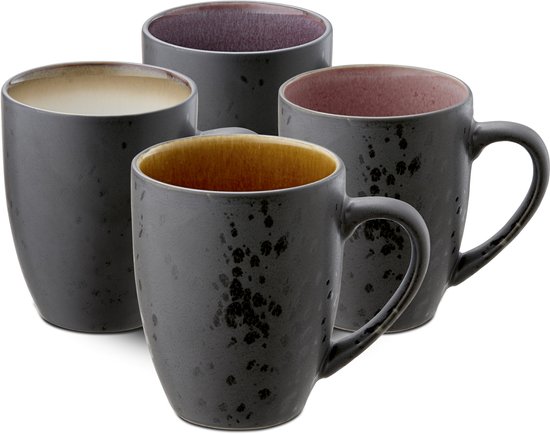 Bitz koffie- / theemok (300ml) van zwart aardewerk met (licht) gekleur