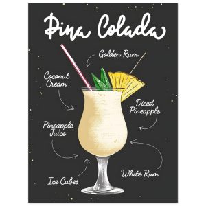 Artfulprints Piña Colada cocktail – Illustratie poster 30×40 cm Artfulprints Piña Colada cocktail – Illustratie poster 30×40 cm