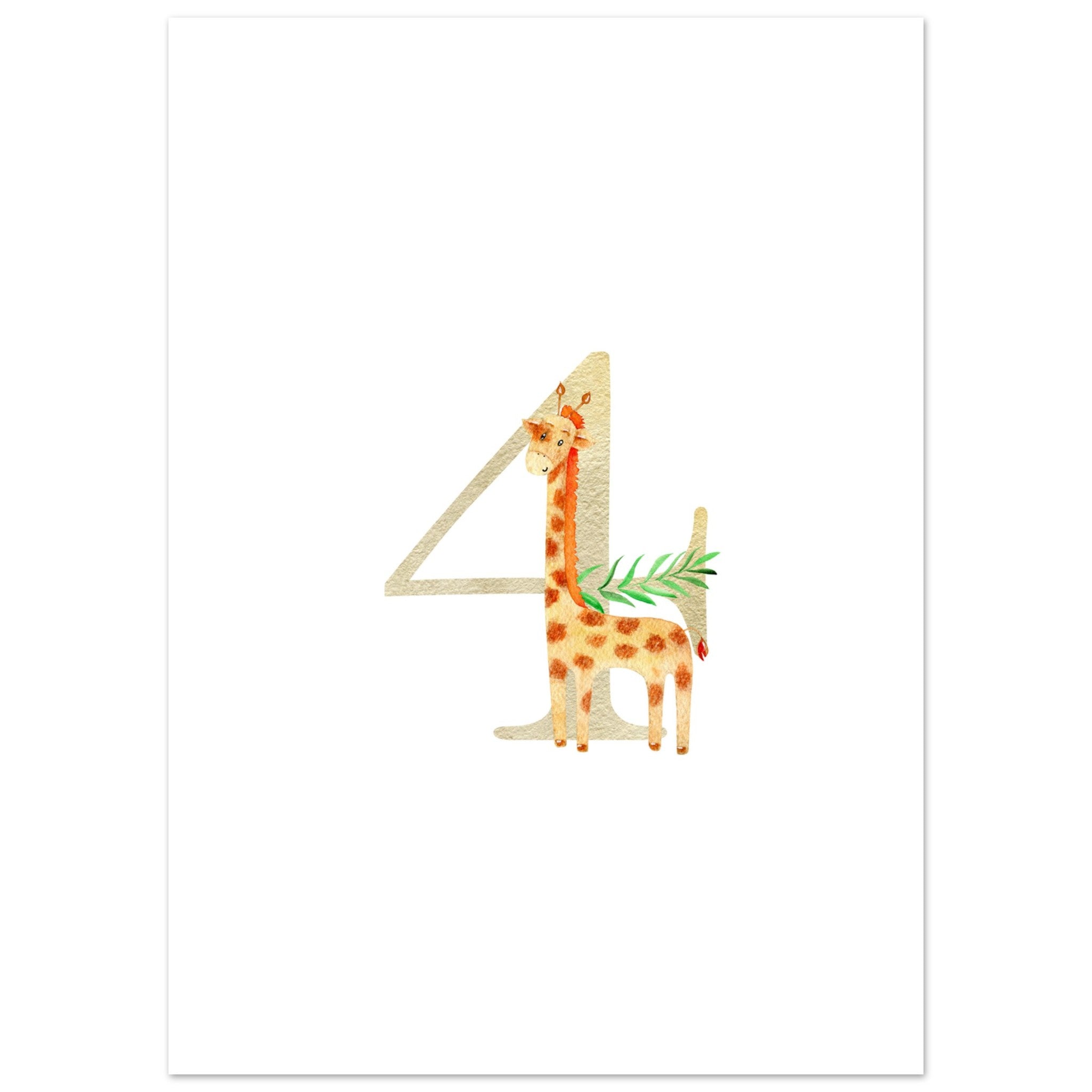 Artfulprints Poster Cijfer 4 kinderkamer - 50x70 cm - Meerkleurig