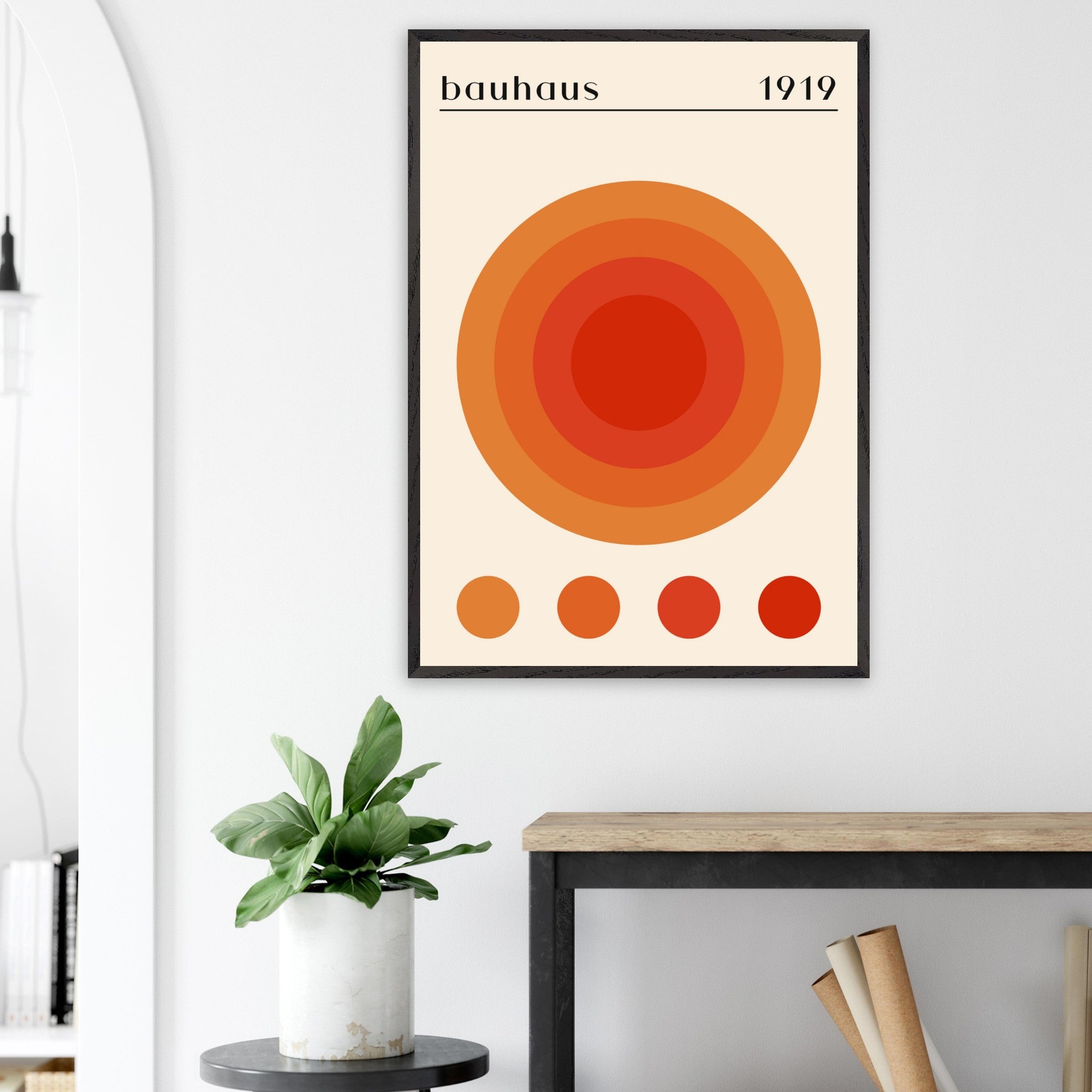 Artfulprints Poster Bauhaus - Orange dot - 70x100 cm - Oranje