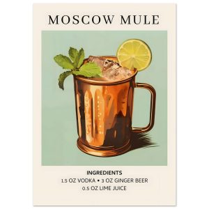 Artfulprints Poster Moscow Mule cocktail II – Ingrediënten – A4 21×29. Artfulprints Poster Moscow Mule cocktail II – Ingrediënten – A4 21×29.