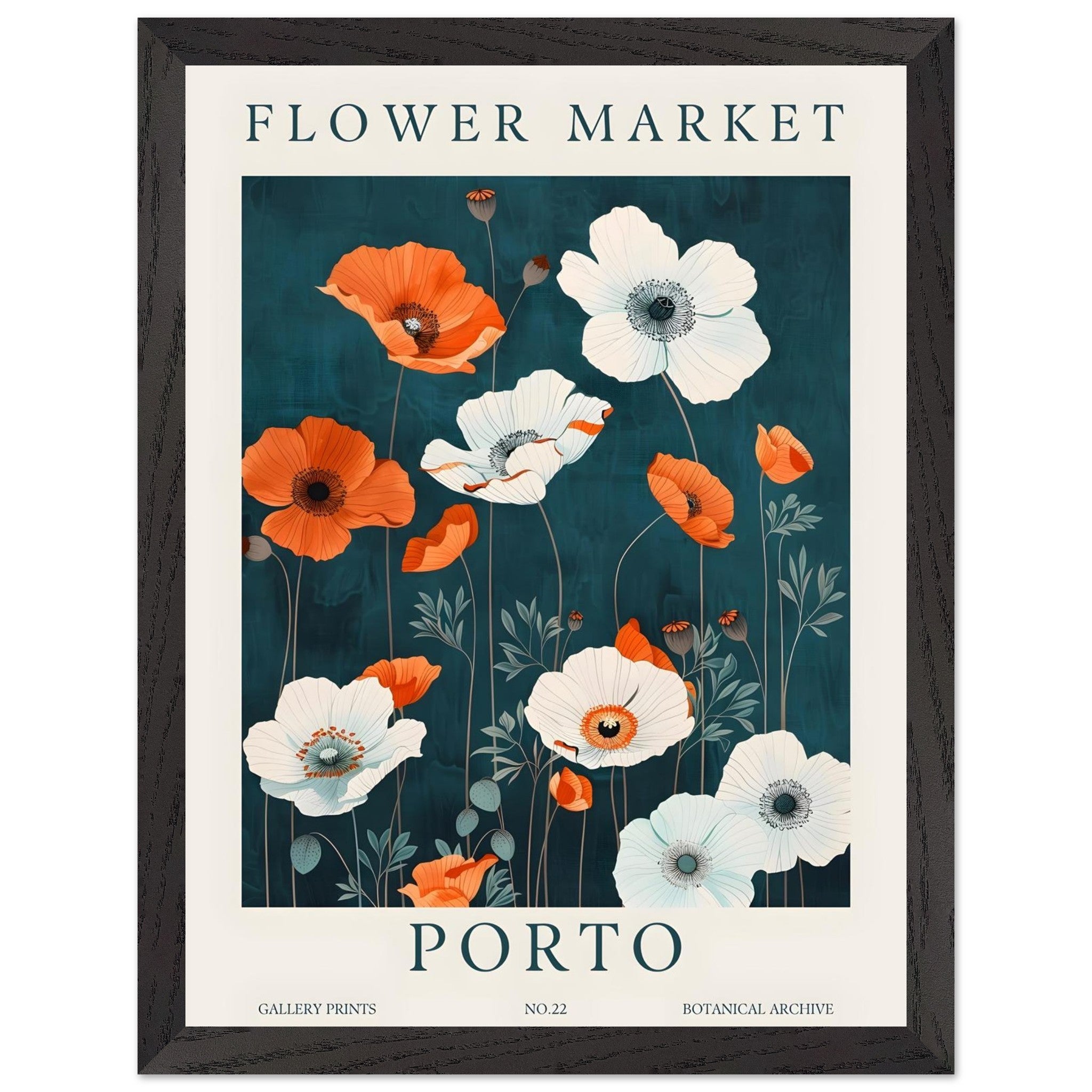 Artfulprints Poster met Lijst Flower market - Porto - 30x40 cm - Meerk