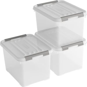 Curver Handy+ Opbergbox – 20L – 3 stuks – Transparant met deksel Curver Handy+ Opbergbox – 20L – 3 stuks – Transparant met deksel