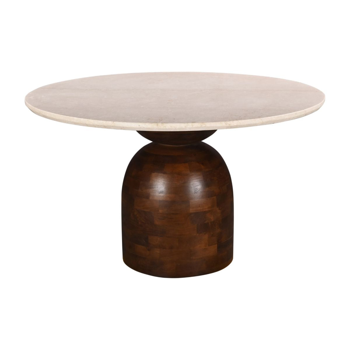 DÉJA Living Eettafel Miro Rond - Marmer/Hout - Donkerbruin - 130x130x7