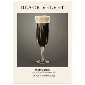 Artfulprints Poster Black Velvet cocktail – Ingrediënten – 50×70 cm – Artfulprints Poster Black Velvet cocktail – Ingrediënten – 50×70 cm –