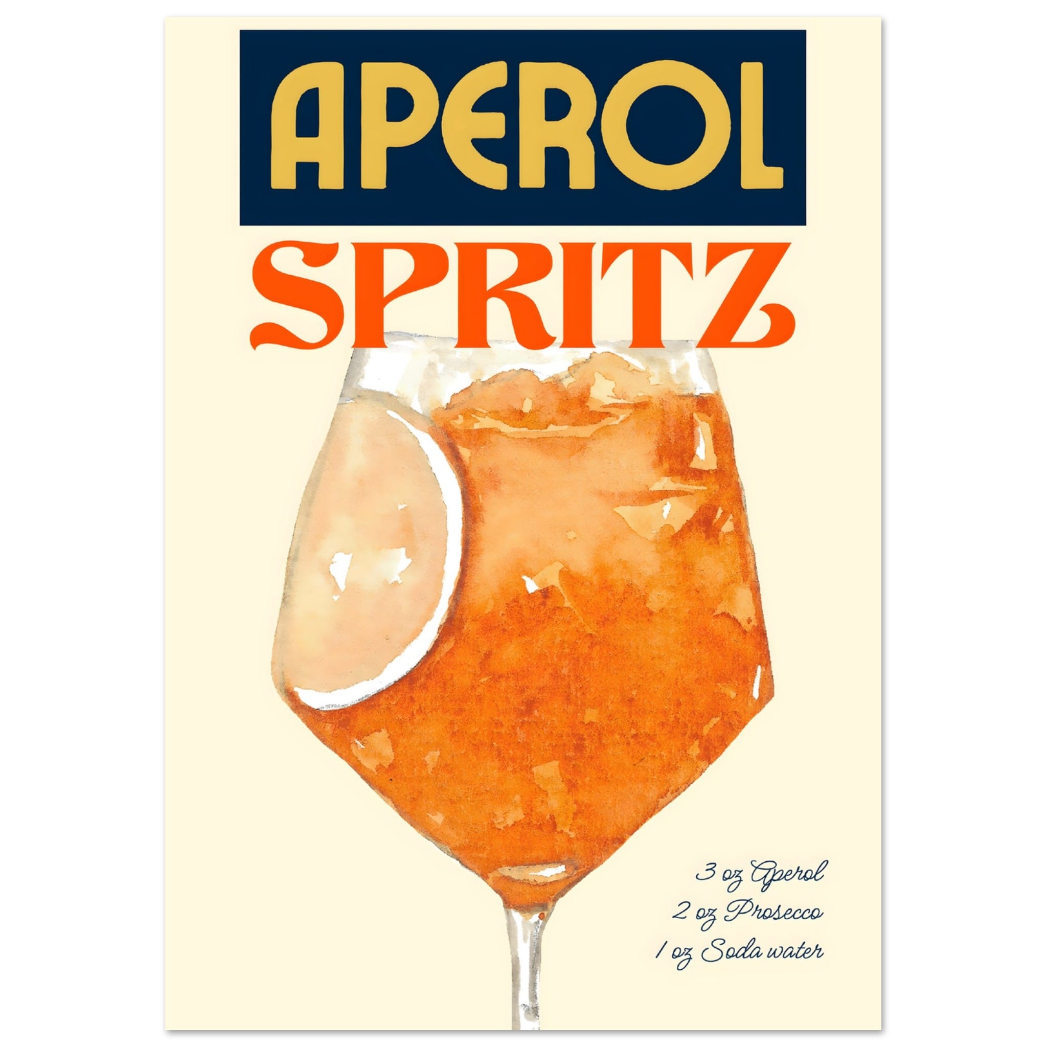 Artfulprints Poster Aperol Spritz - Original - A4 21x29.7 cm - Oranje