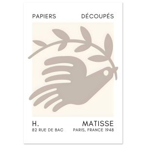 Artfulprints Poster Matisse – Peace dove grey – 70×100 cm – Grijs Artfulprints Poster Matisse – Peace dove grey – 70×100 cm – Grijs