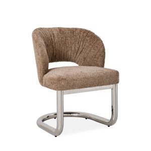 DÉJA Living Eetkamerstoel Dovre – Taupe/Chrome Stof – Set van 2