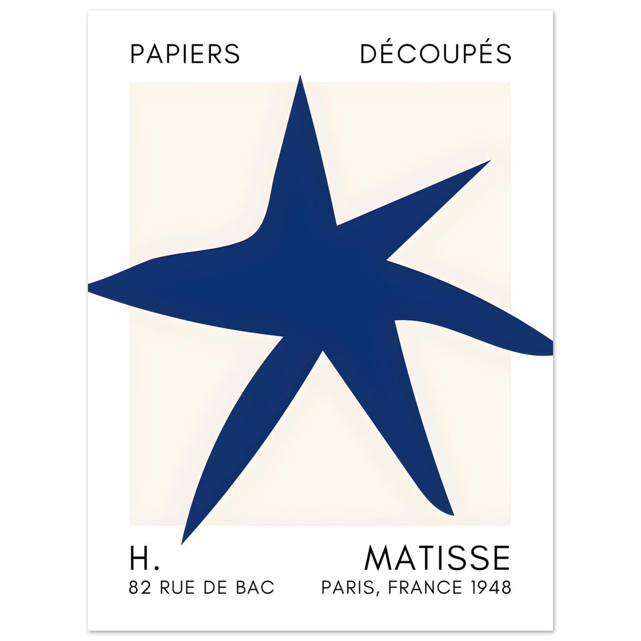 Artfulprints Poster Matisse – Star of the sea navy blue II - 30x40 cm