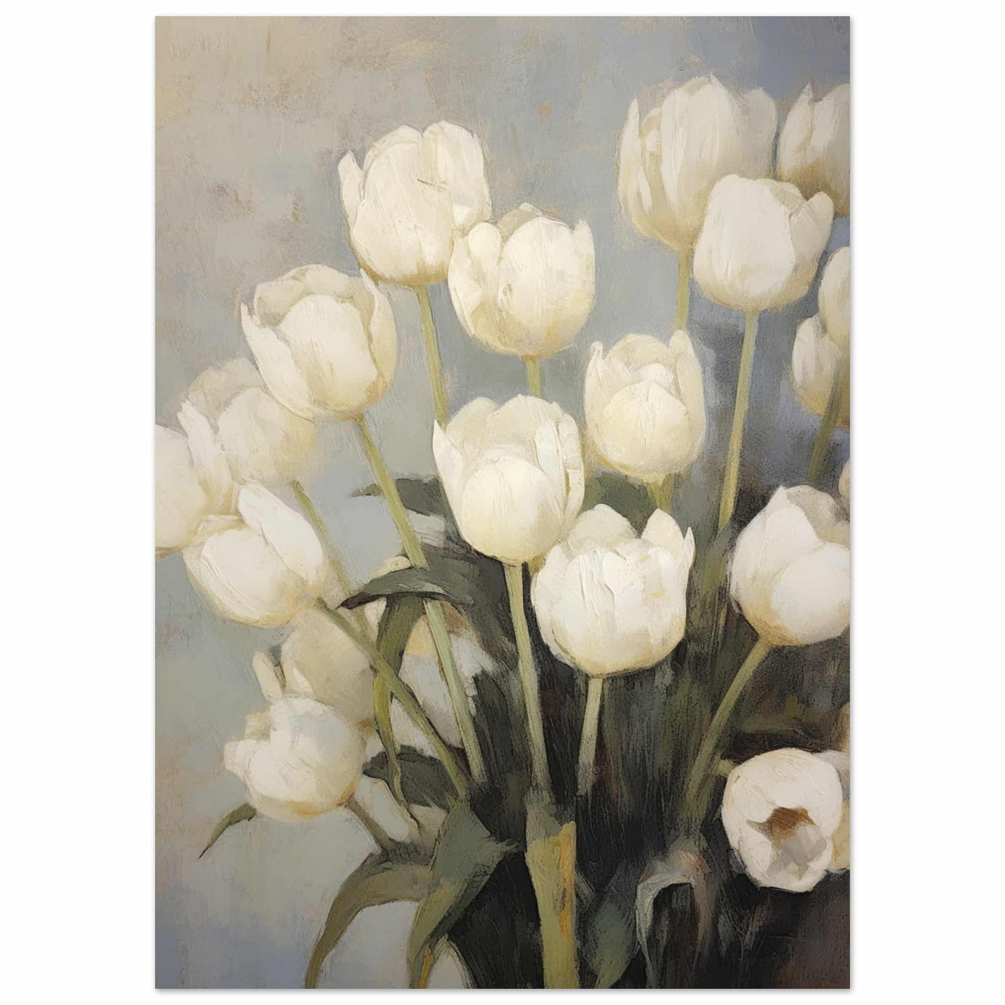 Artfulprints Poster White tulips - 50x70 cm - Wit