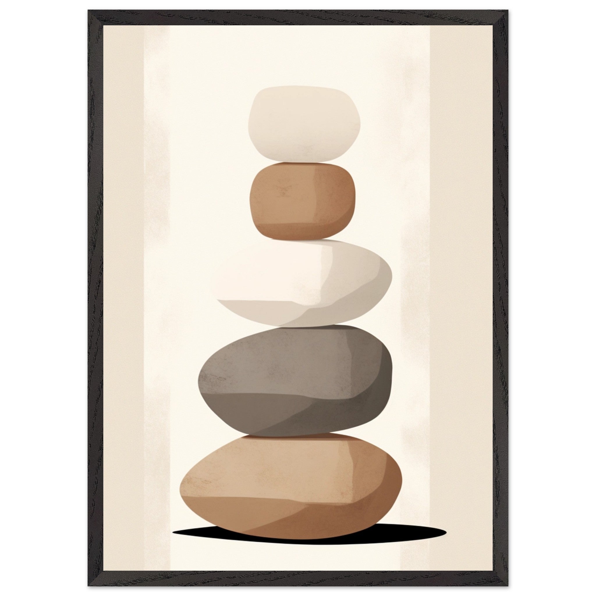 Artfulprints Poster met Lijst Stacked stones - 50x70 cm - Taupe