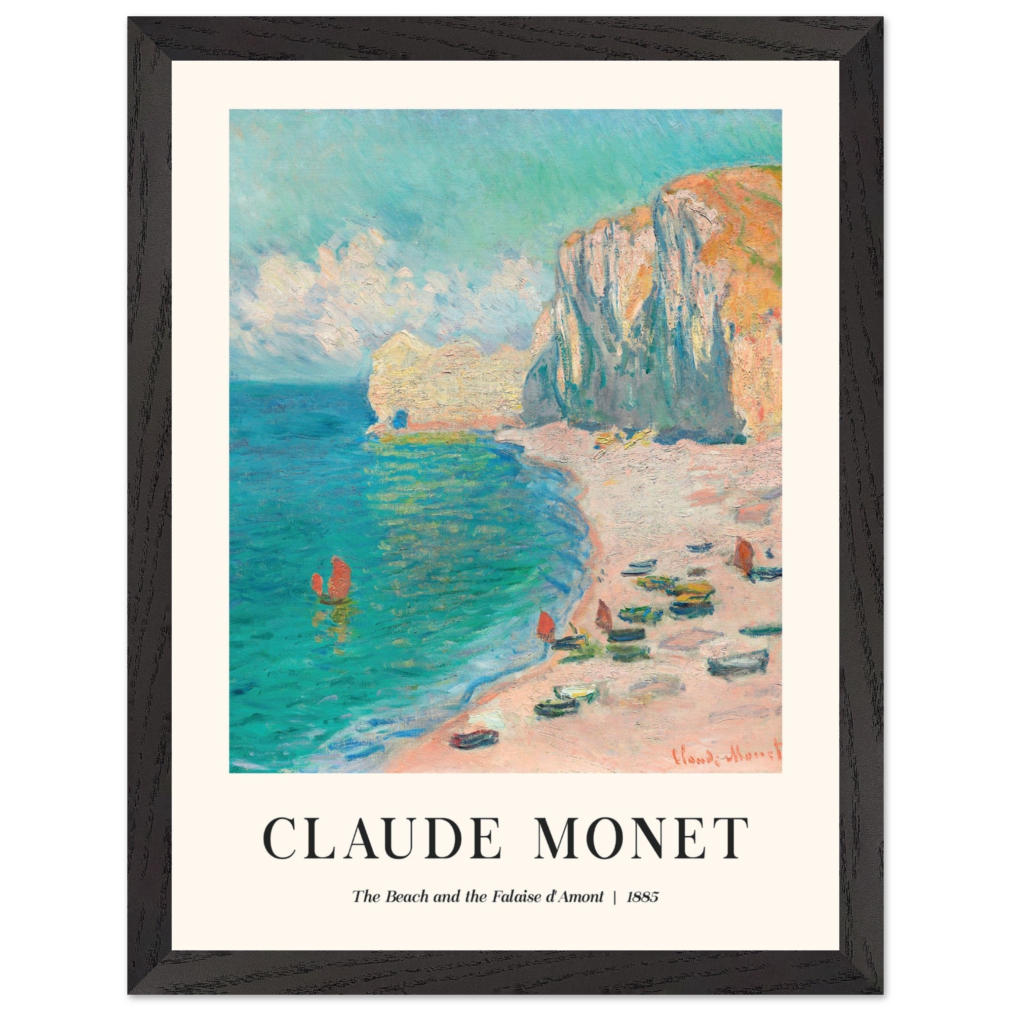 Artfulprints Poster met Lijst Claude Monet - The beach and the falaise
