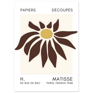 Artfulprints Poster Matisse – Deep sea dance brown – 50×70 cm – Bruin