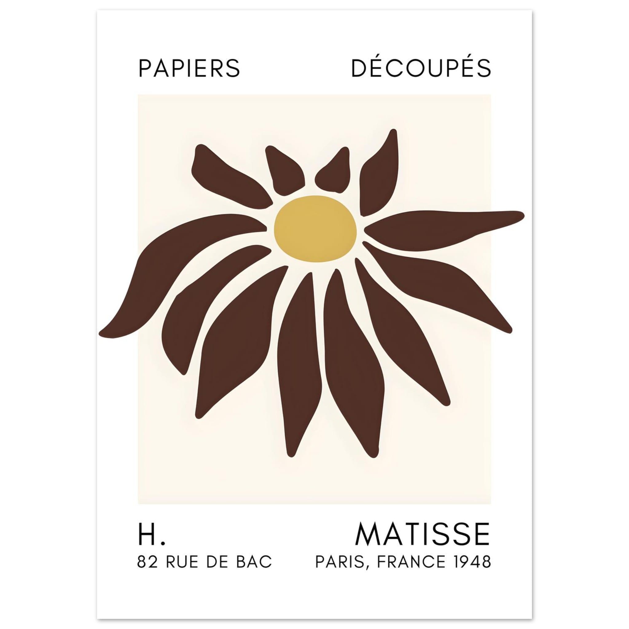 Artfulprints Poster Matisse – Deep sea dance brown - 50x70 cm - Bruin
