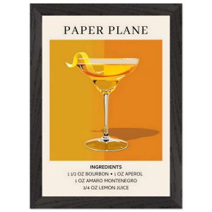 Artfulprints Poster met Lijst Paper Plane cocktail – Ingredients – A4 Artfulprints Poster met Lijst Paper Plane cocktail – Ingredients – A4