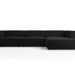 Cosmopolitan Design rechter hoekbank Arendal 4-zits, flueel, zwart – 1 Cosmopolitan Design rechter hoekbank Arendal 4-zits, flueel, zwart – 1