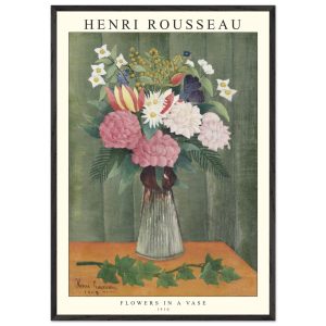 Artfulprints Poster met Lijst Henri Rousseau – Flowers in a vase – 70x Artfulprints Poster met Lijst Henri Rousseau – Flowers in a vase – 70x