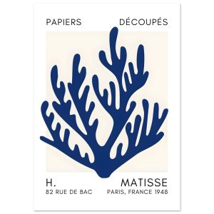 Artfulprints Poster Matisse – Coral harmony navy blue II – A4 21×29.7 Artfulprints Poster Matisse – Coral harmony navy blue II – A4 21×29.7