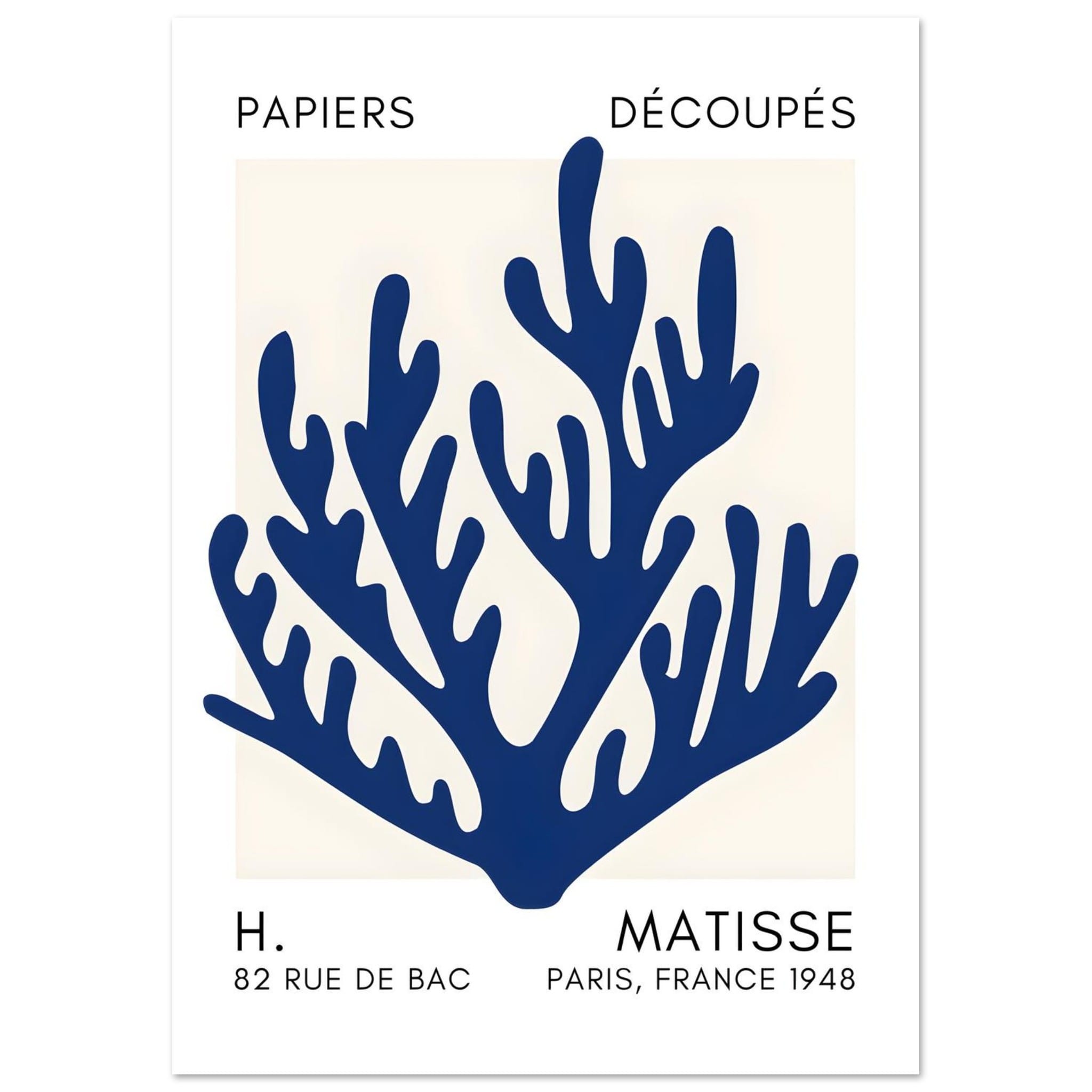 Artfulprints Poster Matisse – Coral harmony navy blue II - A4 21x29.7