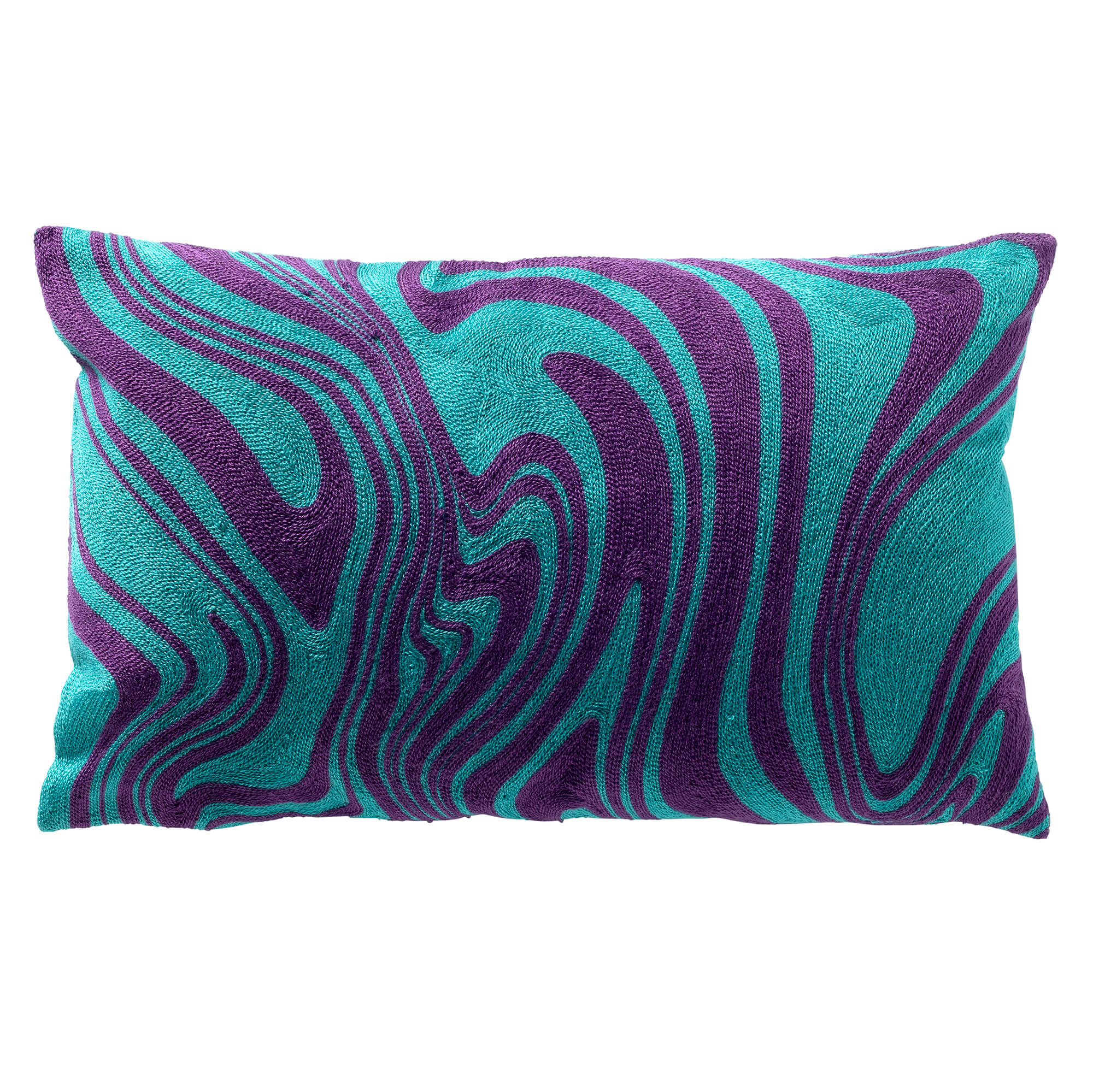 AYRA - kussenhoes 30x50 cm - geborduurd - Dynasty Green - groen, paars
