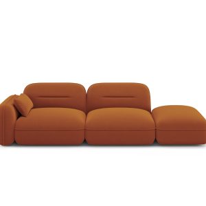 Cosmopolitan Design Rechte modulaire bank Sydney 3-zits, flueel, terra Cosmopolitan Design Rechte modulaire bank Sydney 3-zits, flueel, terra