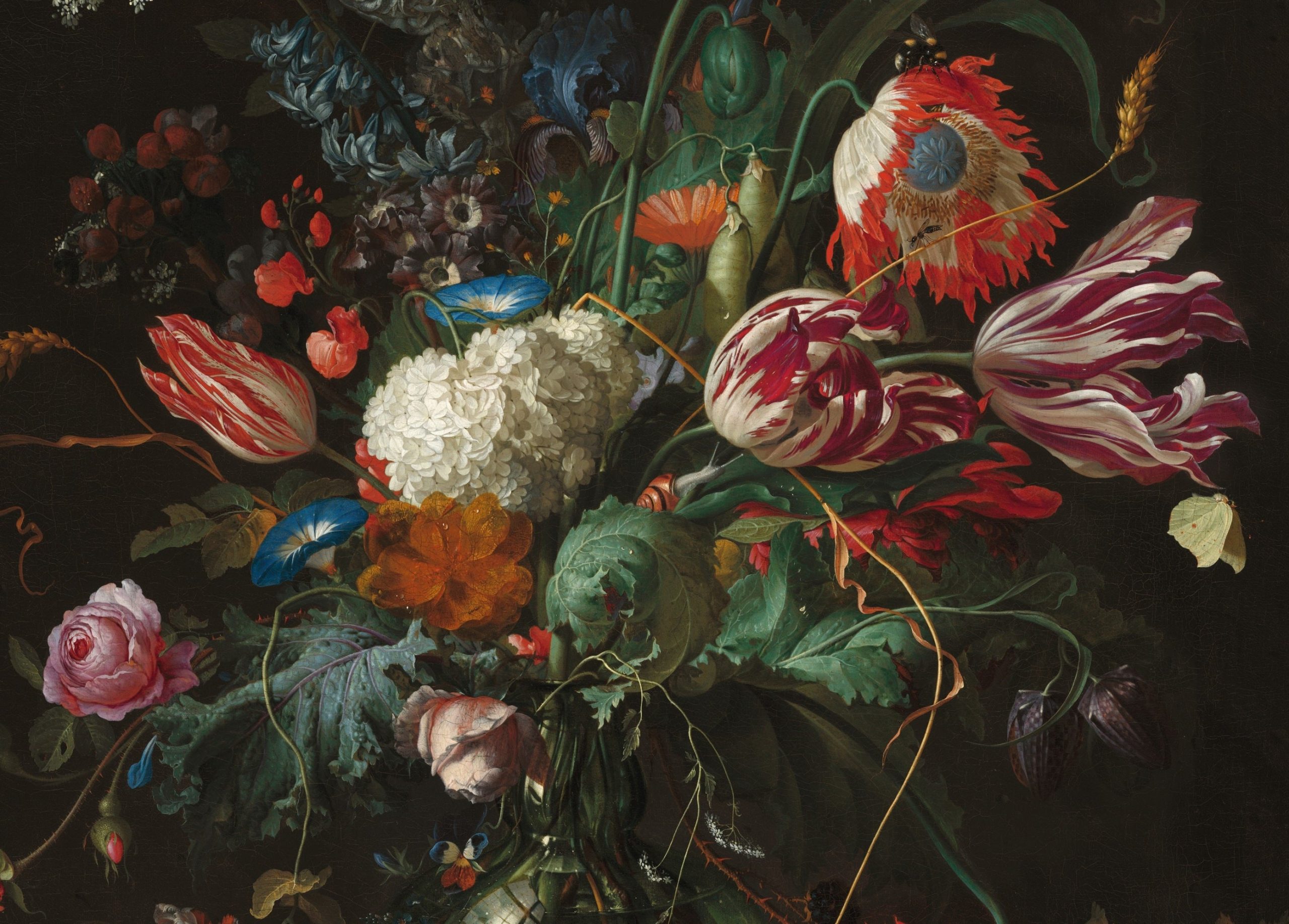 Art for the Home Canvas - Bloemen in een Glazen Vaas - 70x100 cm