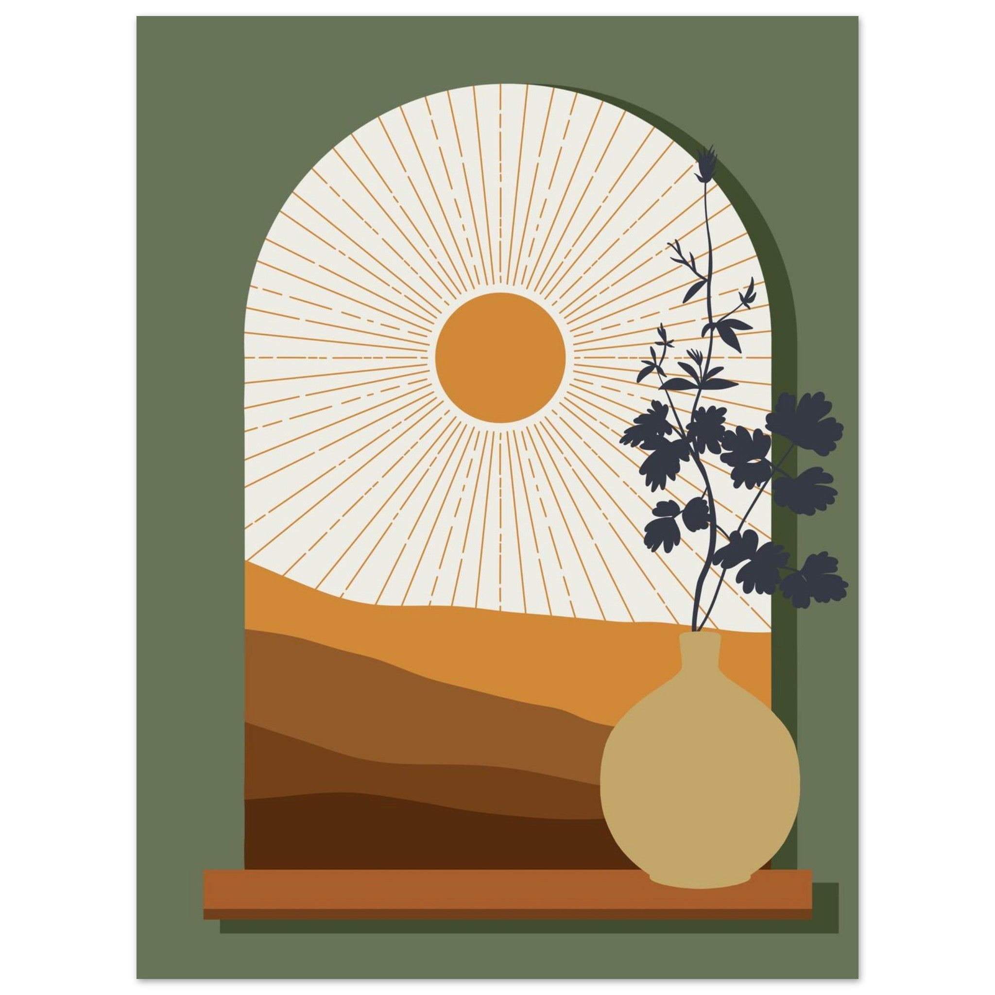 Artfulprints Poster Boho – Sunset window - 30x40 cm - Bruin