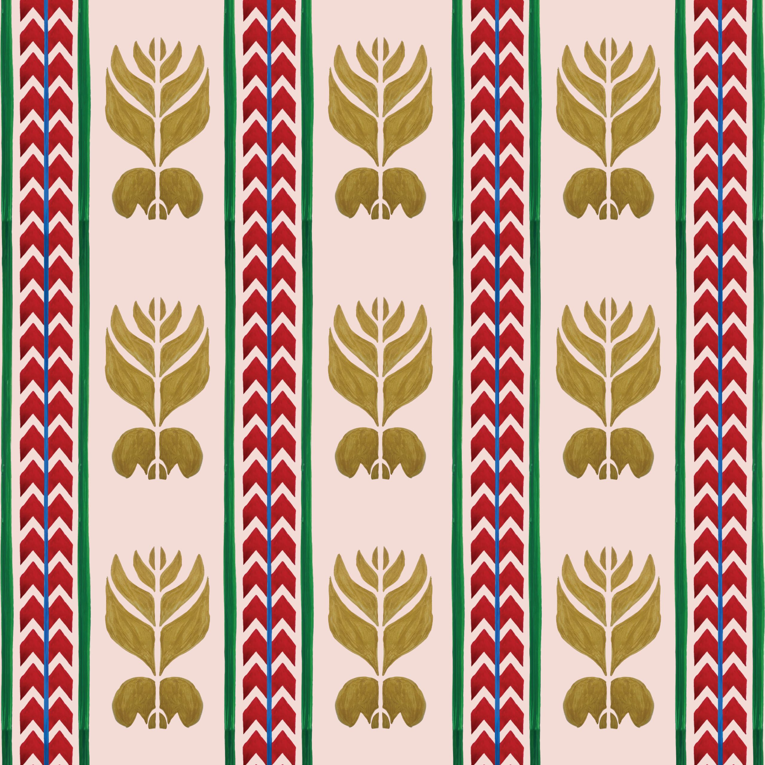Catchii Behang Ikat Stripes pastel pink