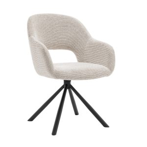 DÉJA Living Eetkamerstoel Livia – Beige – Draaibaar – Set van 2 DÉJA Living Eetkamerstoel Livia – Beige – Draaibaar – Set van 2