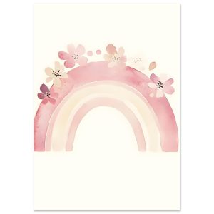 Artfulprints Poster Bloemen regenboog – A4 21×29.7 cm – Meerkleurig