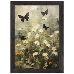 Artfulprints Poster met Lijst Butterflies in flowerfield 2 – A4 21×29.