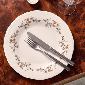 Bonbistro – Plat bord 32cm brown flower Retro – Set van 2 Bonbistro – Plat bord 32cm brown flower Retro – Set van 2