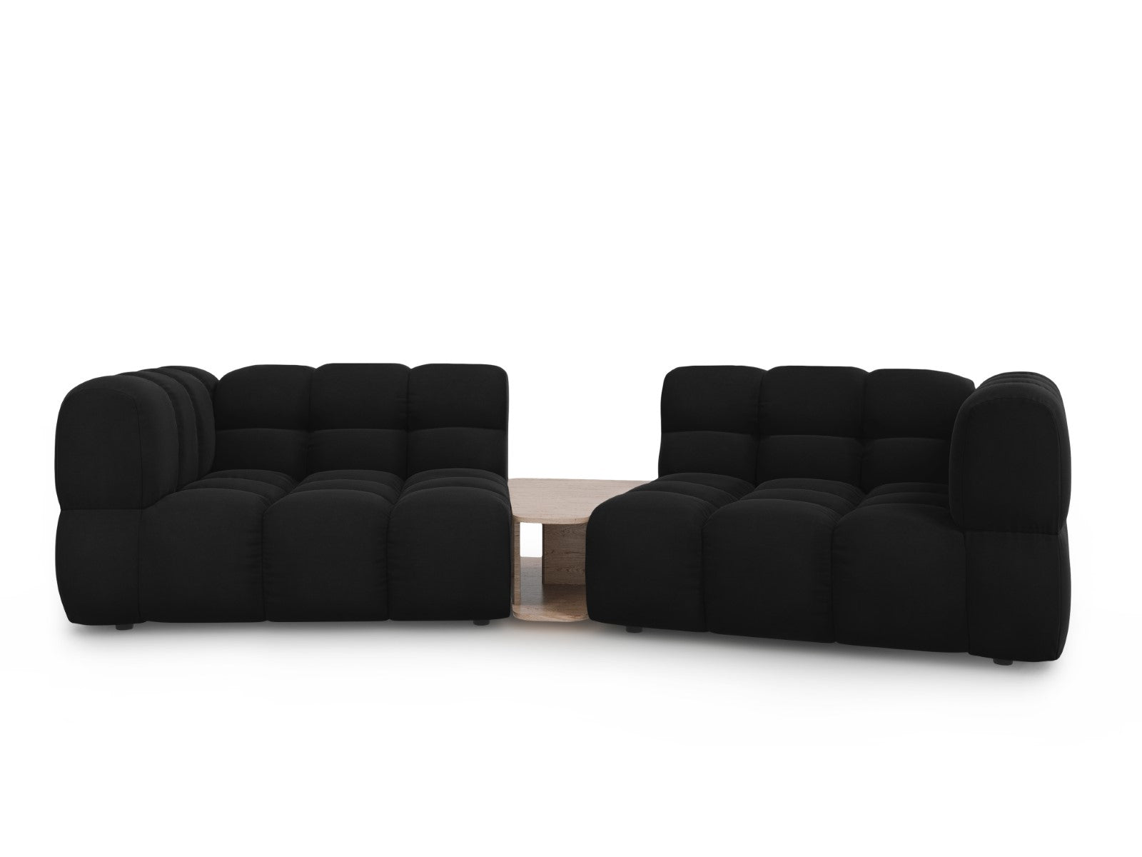 Cosmopolitan Design Modulaire bank Sky 2-zits, flueel, zwart - 148x280