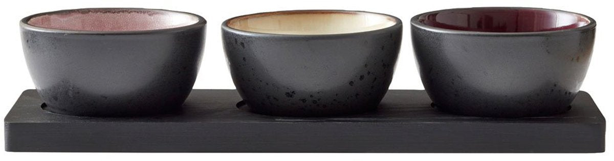 Bitz Cabaret set van 3 schaaltjes (10 cm diameter) + serveertray - Lil