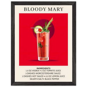 Artfulprints Poster met Lijst Bloody Mary cocktail – Ingrediënten – 30 Artfulprints Poster met Lijst Bloody Mary cocktail – Ingrediënten – 30