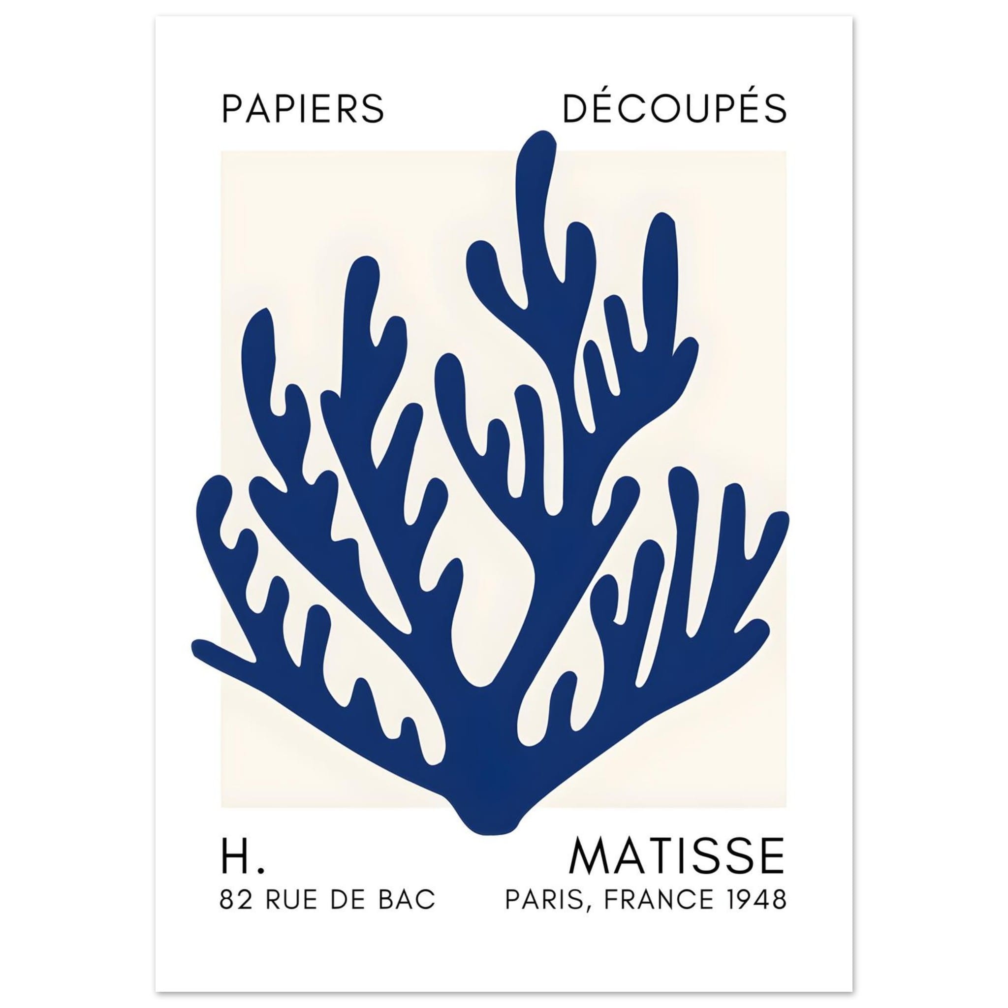 Artfulprints Poster Matisse – Coral harmony navy blue II - 50x70 cm -