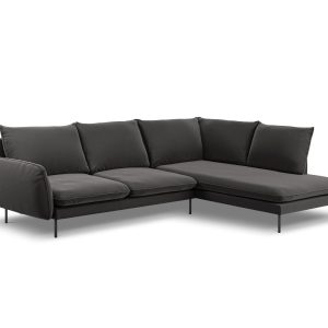 Cosmopolitan Design rechter hoekbank Vienna 6-zits, flueel, donkergrij Cosmopolitan Design rechter hoekbank Vienna 6-zits, flueel, donkergrij