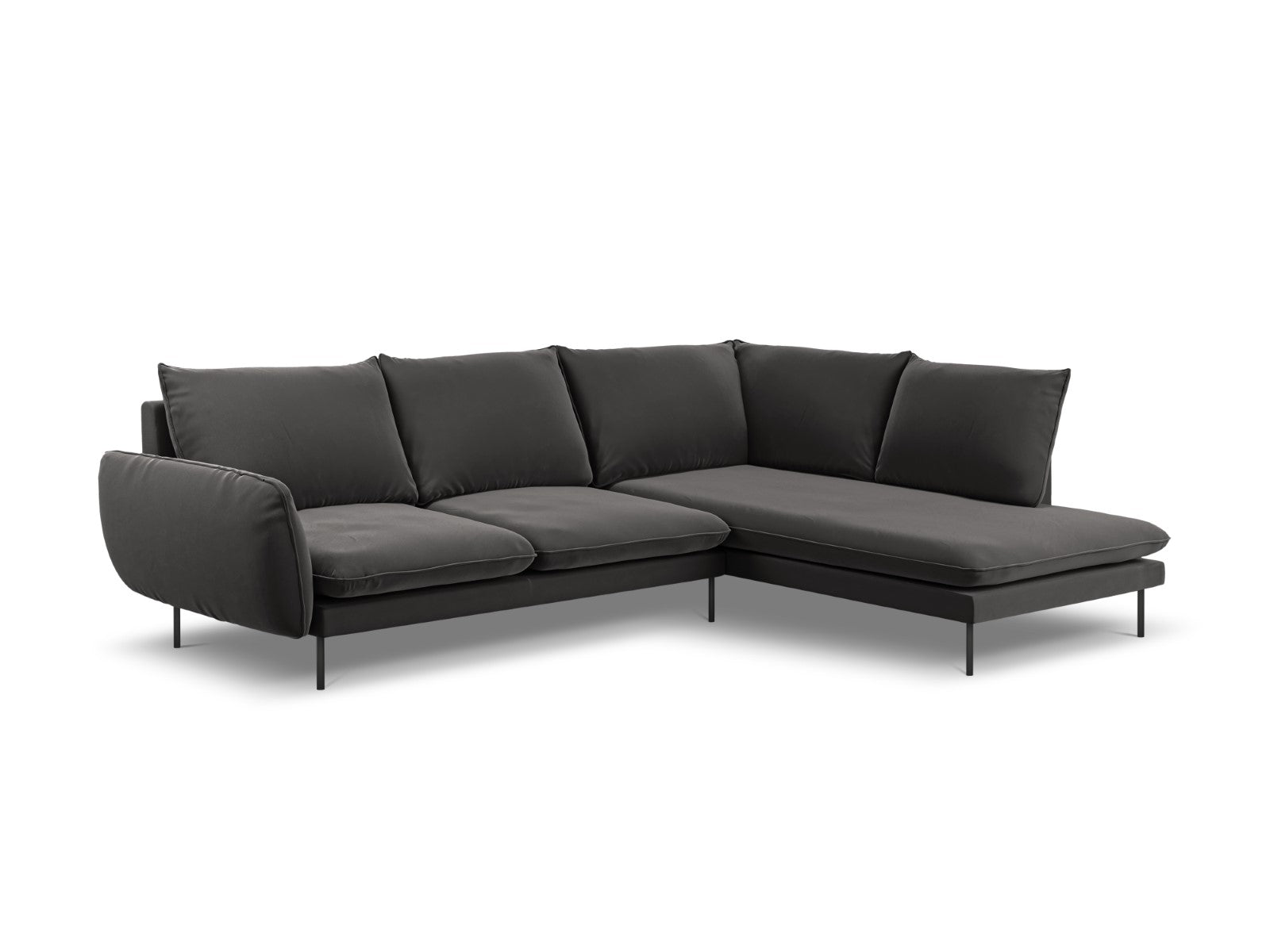 Cosmopolitan Design rechter hoekbank Vienna 6-zits, flueel, donkergrij
