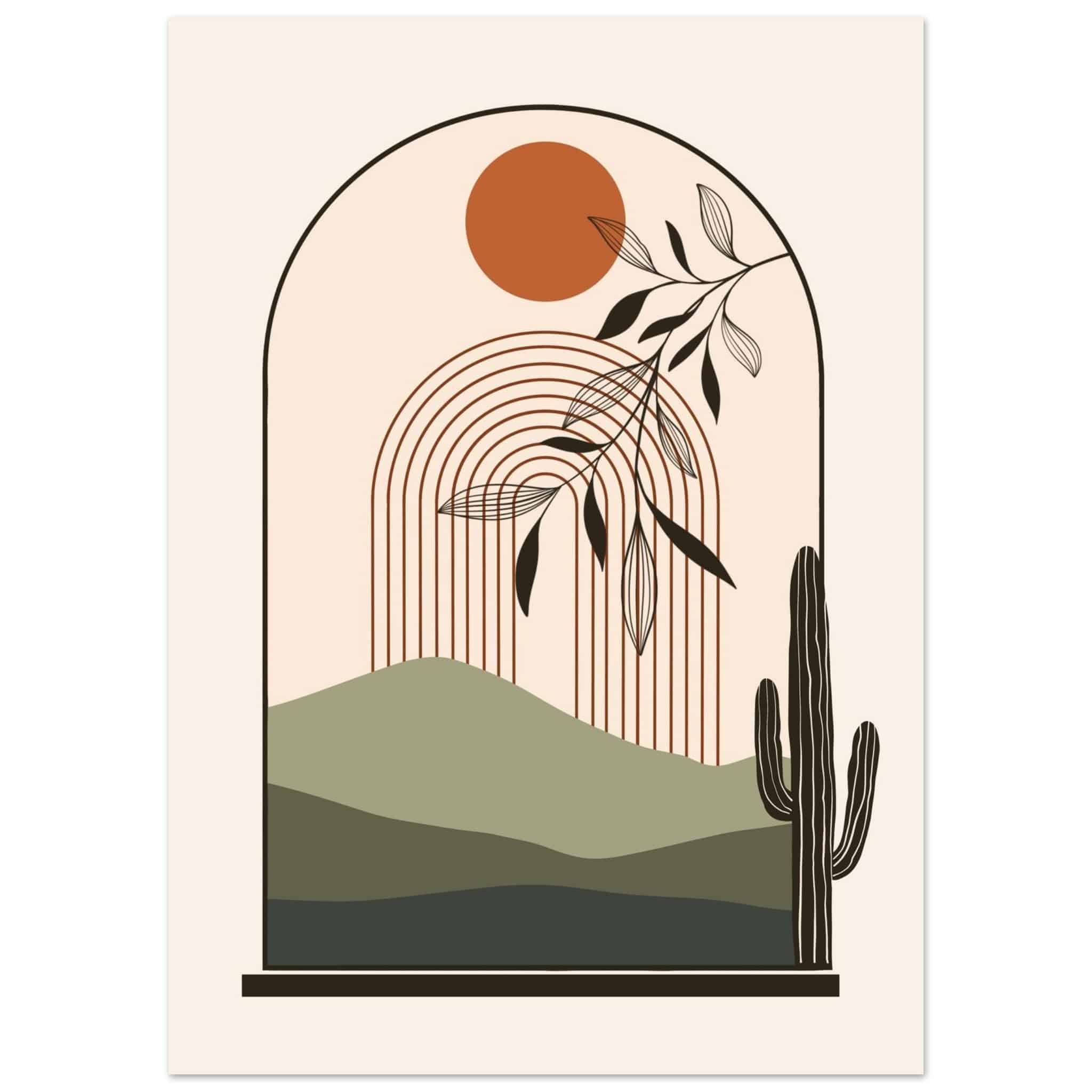 Artfulprints Poster Boho – Desert window - 50x70 cm - Meerkleurig