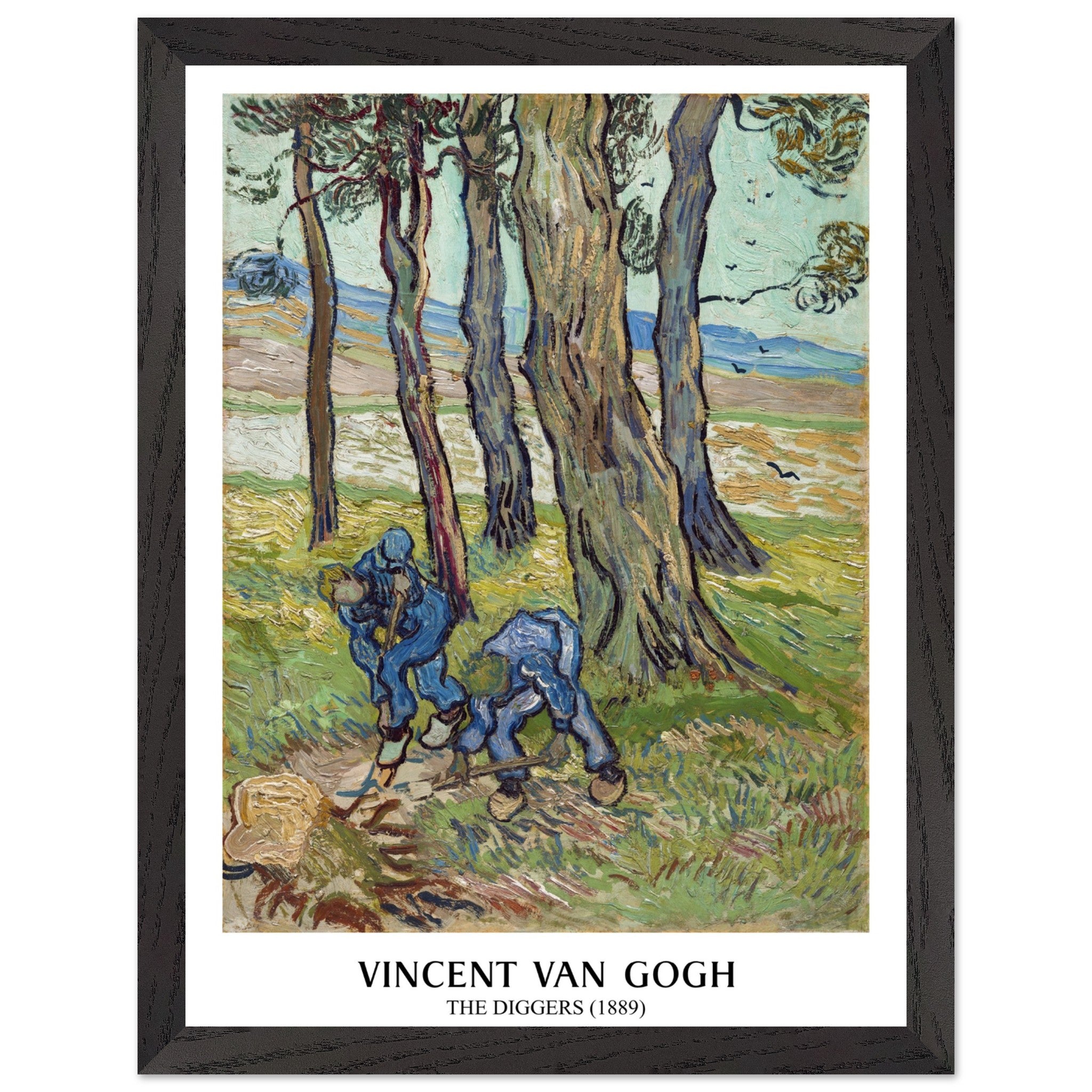 Artfulprints Poster met Lijst Vincent van Gogh - The diggers - 30x40 c
