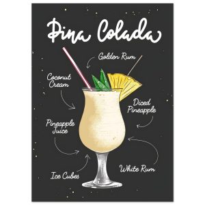 Artfulprints Piña Colada cocktail – Illustratie poster 50×70 cm Artfulprints Piña Colada cocktail – Illustratie poster 50×70 cm