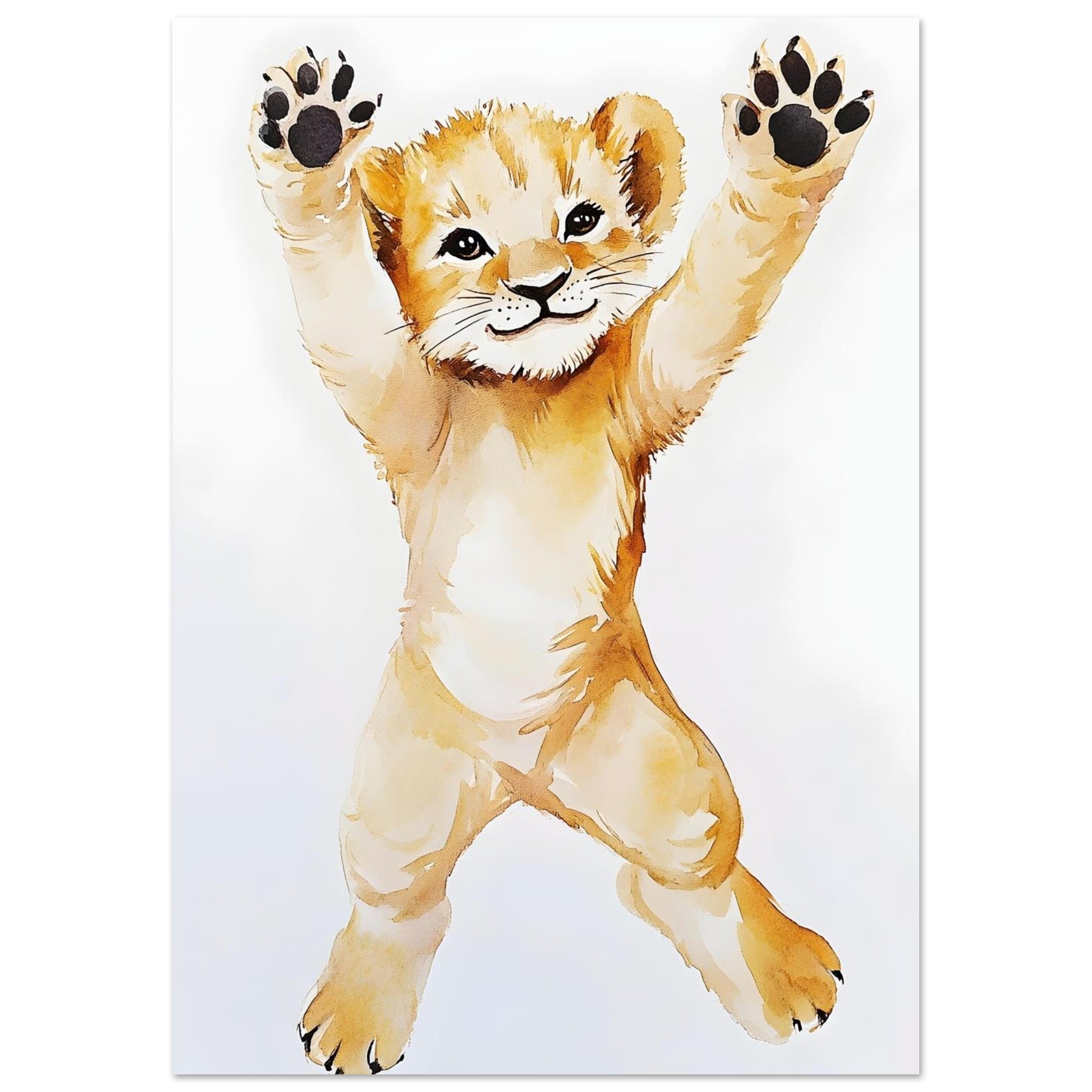 Artfulprints Poster Springende baby tijger - A4 21x29.7 cm - Meerkleur