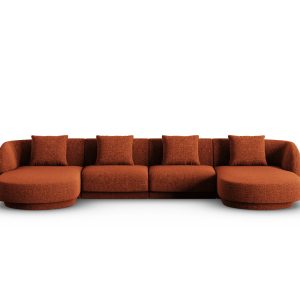 Cosmopolitan Design Panoramische bank Tulum 5-zits, chenille, terracot Cosmopolitan Design Panoramische bank Tulum 5-zits, chenille, terracot