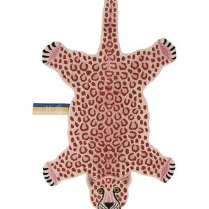 Doing Goods Pink Luipaard Vloerkleed – Groot 150 x 88 x 2 cm – 100% wo Doing Goods Pink Luipaard Vloerkleed – Groot 150 x 88 x 2 cm – 100% wo
